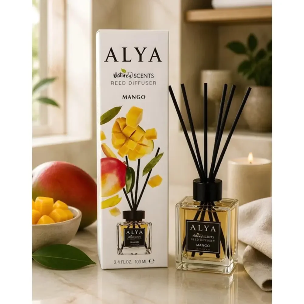ALYA Nature's Scents Reed Diffuser Mango 3.4 fl oz 100 ml Glass